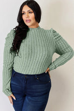 Load image into Gallery viewer, Basic Bae Full Size Ribbed Mock Neck Puff Sleeve T-Shirt