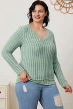 Load image into Gallery viewer, Basic Bae Full Size Ribbed V-Neck Long Sleeve T-Shirt