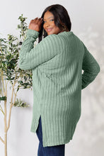 Load image into Gallery viewer, Basic Bae Full Size Ribbed Round Neck Long Sleeve Slit Top