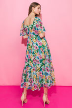 Load image into Gallery viewer, YOUR PLACE OR MINE FLORAL WOVEN MIDI DRESS