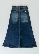 Load image into Gallery viewer, Bethany Dark Wash A-line Long Denim Skirt