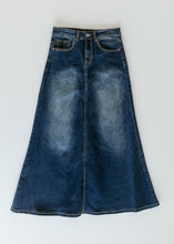 Load image into Gallery viewer, Bethany Dark Wash A-line Long Denim Skirt