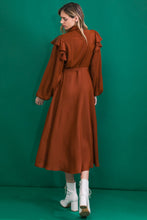 Load image into Gallery viewer, TIER ELEGANCE BROWN WOVEN MIDI DRESS