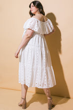 Load image into Gallery viewer, CATCHING MY BREATH EYELET MIDI DRESS