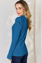 Load image into Gallery viewer, Basic Bae Full Size Ribbed Mock Neck Puff Sleeve T-Shirt