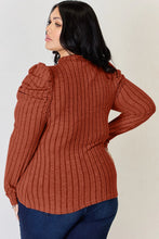 Load image into Gallery viewer, Basic Bae Full Size Ribbed Mock Neck Puff Sleeve T-Shirt