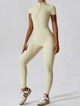 Load image into Gallery viewer, Basic Bae Half Zip Short Sleeve Active Jumpsuit