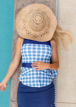 Load image into Gallery viewer, Caley Gingham Peplum Swim Top-FINAL SALE