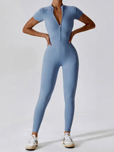 Load image into Gallery viewer, Basic Bae Half Zip Short Sleeve Active Jumpsuit