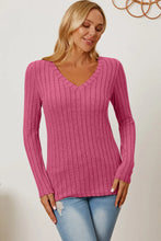 Load image into Gallery viewer, Basic Bae Full Size Ribbed V-Neck Long Sleeve T-Shirt