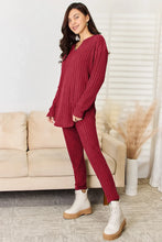 Load image into Gallery viewer, Basic Bae Full Size Notched Long Sleeve Top and Pants Set