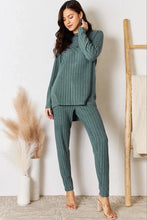 Load image into Gallery viewer, Basic Bae Full Size Ribbed Round Neck High-Low Slit Top and Pants Set