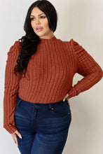Load image into Gallery viewer, Basic Bae Full Size Ribbed Mock Neck Puff Sleeve T-Shirt