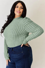 Load image into Gallery viewer, Basic Bae Full Size Ribbed Mock Neck Puff Sleeve T-Shirt