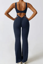 Load image into Gallery viewer, Basic Bae Cutout Ruched Bootcut Sleeveless Active Jumpsuit