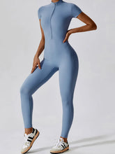 Load image into Gallery viewer, Basic Bae Half Zip Short Sleeve Active Jumpsuit