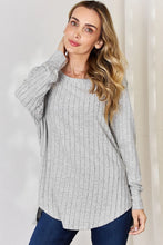 Load image into Gallery viewer, Basic Bae Full Size Ribbed Round Neck Slit T-Shirt