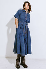 Load image into Gallery viewer, DAY IN THE LIFE DENIM MIDI DRESS