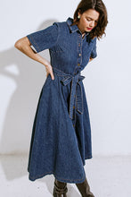 Load image into Gallery viewer, DAY IN THE LIFE DENIM MIDI DRESS
