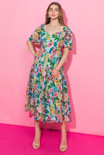 Load image into Gallery viewer, YOUR PLACE OR MINE FLORAL WOVEN MIDI DRESS