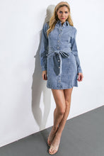 Load image into Gallery viewer, BE A LIGHT DENIM MINI DRESS