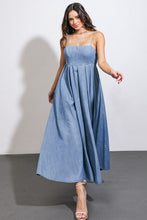 Load image into Gallery viewer, CAPTIVATING HEART DENIM MIDI DRESS