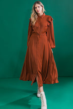 Load image into Gallery viewer, TIER ELEGANCE BROWN WOVEN MIDI DRESS