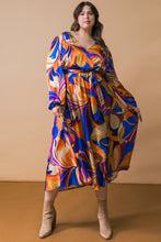 Load image into Gallery viewer, BOLD ADVENTURES WOVEN SATIN MIDI DRESS