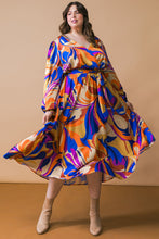 Load image into Gallery viewer, BOLD ADVENTURES WOVEN SATIN MIDI DRESS