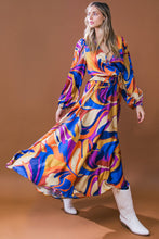 Load image into Gallery viewer, BOLD ADVENTURES WOVEN SATIN MIDI DRESS