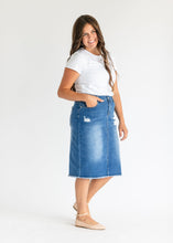 Load image into Gallery viewer, Hadley High Rise Denim Midi Skirt