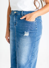 Load image into Gallery viewer, Hadley High Rise Denim Midi Skirt