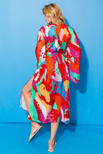 Load image into Gallery viewer, CANCUN GETAWAY SATIN MIDI KIMONO