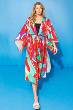 Load image into Gallery viewer, CANCUN GETAWAY SATIN MIDI KIMONO