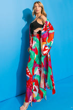 Load image into Gallery viewer, CANCUN GETAWAY SATIN MIDI KIMONO