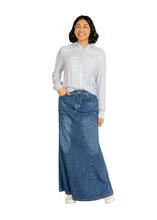 Load image into Gallery viewer, Jennifer A-Line Long Denim Skirt
