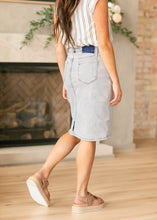 Load image into Gallery viewer, Maelia Distressed Denim Midi Skirt