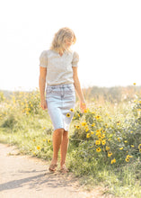 Load image into Gallery viewer, Maelia Distressed Denim Midi Skirt