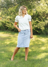 Load image into Gallery viewer, Maelia Distressed Denim Midi Skirt