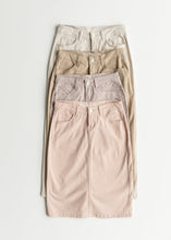 Load image into Gallery viewer, Remi Simply Taupe Denim Midi Skirt
