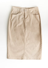 Load image into Gallery viewer, Remi Simply Taupe Denim Midi Skirt