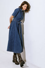 Load image into Gallery viewer, DAY IN THE LIFE DENIM MIDI DRESS