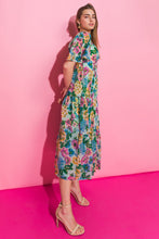Load image into Gallery viewer, YOUR PLACE OR MINE FLORAL WOVEN MIDI DRESS