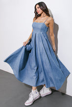 Load image into Gallery viewer, CAPTIVATING HEART DENIM MIDI DRESS