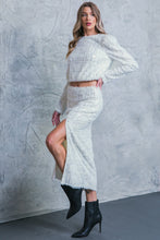Load image into Gallery viewer, MADE YOU MY WORLD WOVEN MIDI SKIRT