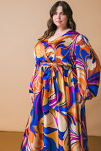 Load image into Gallery viewer, BOLD ADVENTURES WOVEN SATIN MIDI DRESS