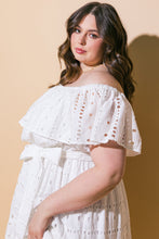 Load image into Gallery viewer, CATCHING MY BREATH EYELET MIDI DRESS