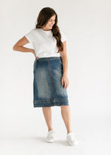 Load image into Gallery viewer, Sutton Side Zip A-line Denim Midi Skirt