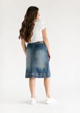 Load image into Gallery viewer, Sutton Side Zip A-line Denim Midi Skirt