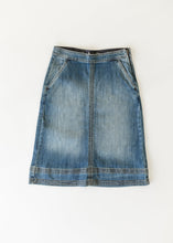 Load image into Gallery viewer, Sutton Side Zip A-line Denim Midi Skirt